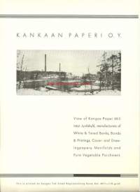 Kankaan Paperi Oy  - mainos A4 koko painettu Kankaan boardilleEripainos The Finnish Paper&amp;Timber Journal-lehteen 1937 nr 7A,