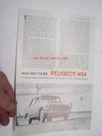 Peugeot 404 Road test /12-62 (reprinted Sports Car Graphic, May 1962) -testi