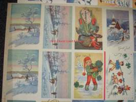 Paperikomppania, leikkaamaton joulukorttiarkki vuodelta 1943, ruotsinkielisiä