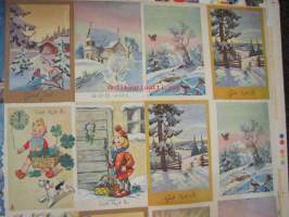 Paperikomppania, leikkaamaton joulukorttiarkki vuodelta 1943, ruotsinkielisiä