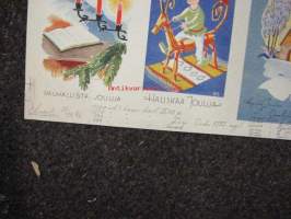 Paperikomppania -leikkaamaton joulukorttiarkki vuodelta 1941