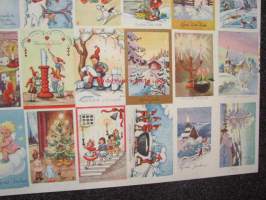 Paperikomppania -leikkaamaton joulukorttiarkki vuodelta 1943