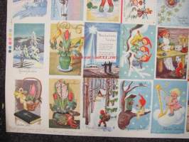 Paperikomppania -leikkaamaton joulukorttiarkki vuodelta 1943