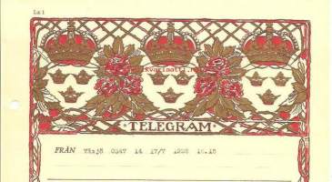 Telegram, Växjö 1926 - sähkösanoma