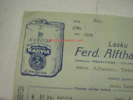 Ferd. Alfthan (Santos kahvia), Viipuri / Niilo Tunturi, Turku, 16.4.1930 -asiakirja