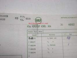 Oy Gulf Oil Ab -astiapalautuskuitti 30.9.1961