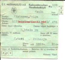 Kuukausialennuslippu 1971, 50 matkaa reitillä K.tori-Itäharju, Turku