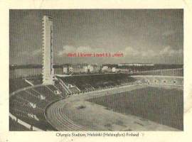 Helsinki, Stadion - Olympic Stadium ,  paikkakuntakortti, postikortti, kulkenut 1956 merkki pois