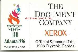 The Dokument Company Xerox - Official Sponsor of the 1996 Olympic Games - Atlanta 1996  6x4 cm pahvia