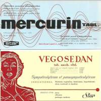 Mercurin ja Vegosedan -  lääkemainos  imupaperi
