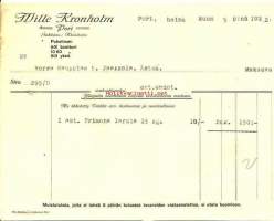 Wille Kronholm- firmalomake  5.7.1932