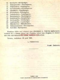 Mietintö Turun eteläisen takamaan Itäharjulle suunniteltujen uusien katujen nimistä 1920