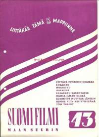 Suomi filmi, maan suurin  nro 43 - 1951 - liittäkää tämä S-filmi mappiinne