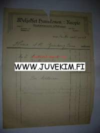 Weljekset Huuskonen Kuopio 21.5.1919 -asiakirja