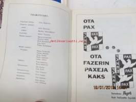 Suomen voimistelumestaruuskilpailut ja 1. olympiakatsastus miesten A- ja naisten B-sarja 4-5.4.1964 Turku -käsiohjelma