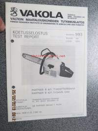 Partner R 421 T moottorisaha Vakola koetusselostus 1979