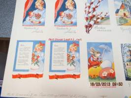 Hauskaa pääsiäistä / SMIA -leikkaamaton postikorttiarkki vuodelta 1942