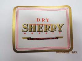 Dry Sherry -viinaetiketti 1930-luvulta