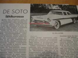 Tekniikan Maailma 1956 / 1, koeajossa Panhard 1956. Koekuvaus Voigtländer Vito B, De Soto. 60 vuotta Ford -autoja.