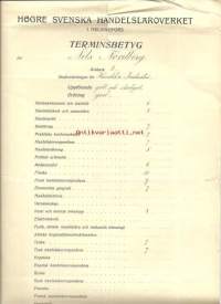 Terminsbetyg 1916, Högre Svenska Handelsläroverket i Helsingfors - koulutodistus