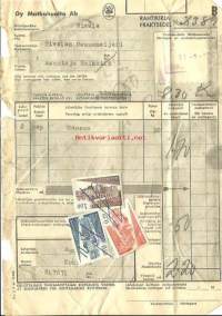 MH-rahtikirja .11.1.1965, autopakettimerkki 0,2,  ja 1,00 mk, leima Kokkola