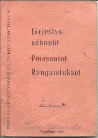 Porin kaupungin valmistava poikien ammattikoulu- Järjestyssäännöt, Poissaolot, Rangaistukset 1958-60