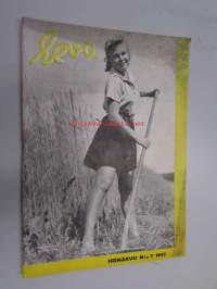 Eeva 1943 nr 7 (Verna Piponius, muoti tulee Aunuksesta, Irja Seeve, Miami Sun Tan-mainos ym)