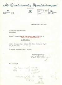 Gamlakarleby Handelskompani 7.5.1958 - firmalomake