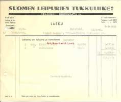 Suomen Leipurien Tukkuliike Oy lasku  15.5.1942  firmalomake