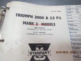 Triumph 2000 &amp; 2.5PI MK2 Models Spare Parts Catalog -varaosaluettelo