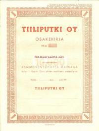 Tiiliputki Oy, 10 000 mk  osakekirja, Pori 194x