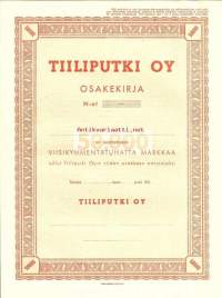 Tiiliputki Oy, 50 000 mk  osakekirja, Pori 194x