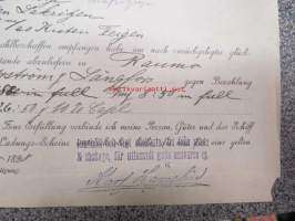 Fraktsedel &quot;Frej&quot; 12.10.1898, Lübeck-Rauma -konossomentti