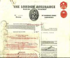 The London Assurance Marine Department 1948 - vakuutuskirja