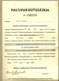 MaskunKeskinäinen Palovakuutusyhtiö  1940  - vakuutuskirja