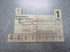 Reichskarte für Urlauber 1 Tag -saksalainen lomalla olevan sotilaan elintarvikesäännöstelykortti