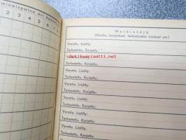 Varaus- ja tarkastuskirja lipeäakku nr -sota--aikainen kalustopäiväkirja, käyttämätön