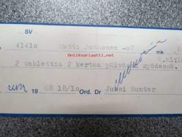 Malmin Apteekki - Apoteket i Malm, 18.10.1968 -apteekkisignatuuri