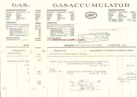 Gasaccumulator Asetyleenitehtaita, Happikaasutehtaita Aga, 1940  - firmalomake 3 kpl