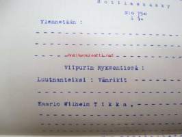 Tasavallan Presidentin sotilaskäsky, 6.12.1920 - lyhennysote - ylennetään Viipurin Rykmentissä luutnantiksi Kaarlo Tikka -asiakirja