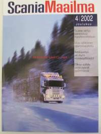 Scania Maailma 2002 nr 4, sis. mm; Scania siirtyy varaosissa eurohinnoitteluun, Uusi sähköinen seurantapalvelu, Rekkaveturi on myös monikäyttöauto, Oikea