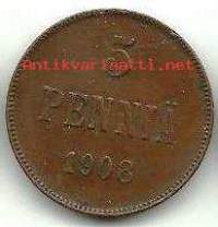 5 penniä  1908