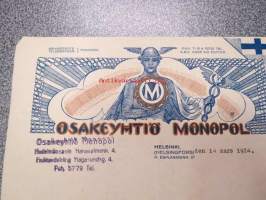 Osakeyhtiö Monopol Helsinki 14.3.1924 -asiakirja
