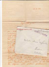 Kenttäpostikuori, sisältää kirjeen, 17.10.1944, kpk6 4806. Maininta menosta Turtolassa ja niksmannien polttamista taloista.