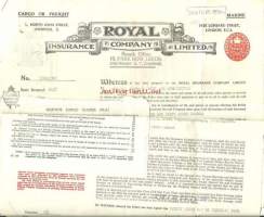 Royal Insurance Co Ltd , London 26.5. 1958 - vakuutuskirja