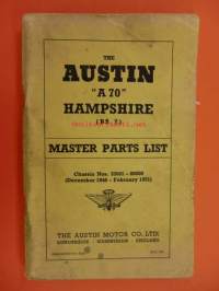 Austin A 70 Hampshire - master parts list - 1951