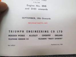 Triumph Two Cylinder Models &quot;B&quot; Range 5T, 6T, T100,, T110, TR5, TR6, T120 from engine nr 0945 and D 101 onwards instruction manual for Triumph Motorcycles