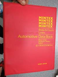 Mintex Brake &amp; Clutch liners Automotive data book -jarru- ja kytkinpintojen varaosaluettelo valmistajan merkkikohtaisine mitta- ym. tietoineen.