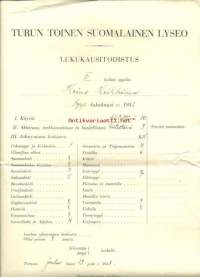 Turun Toinen Suomalainen Lyseo, lukukausitodistus  1931  - koulutodistus