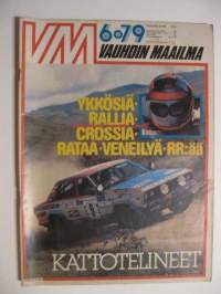 Vauhdin Maailma 1979 /6 - sis,mm.Saab 900 GLs.Tuttuun Turun tyyliin.Kattotelineet testissä.Yamaha YZ 125-F.Siipi Chrysler.ym.